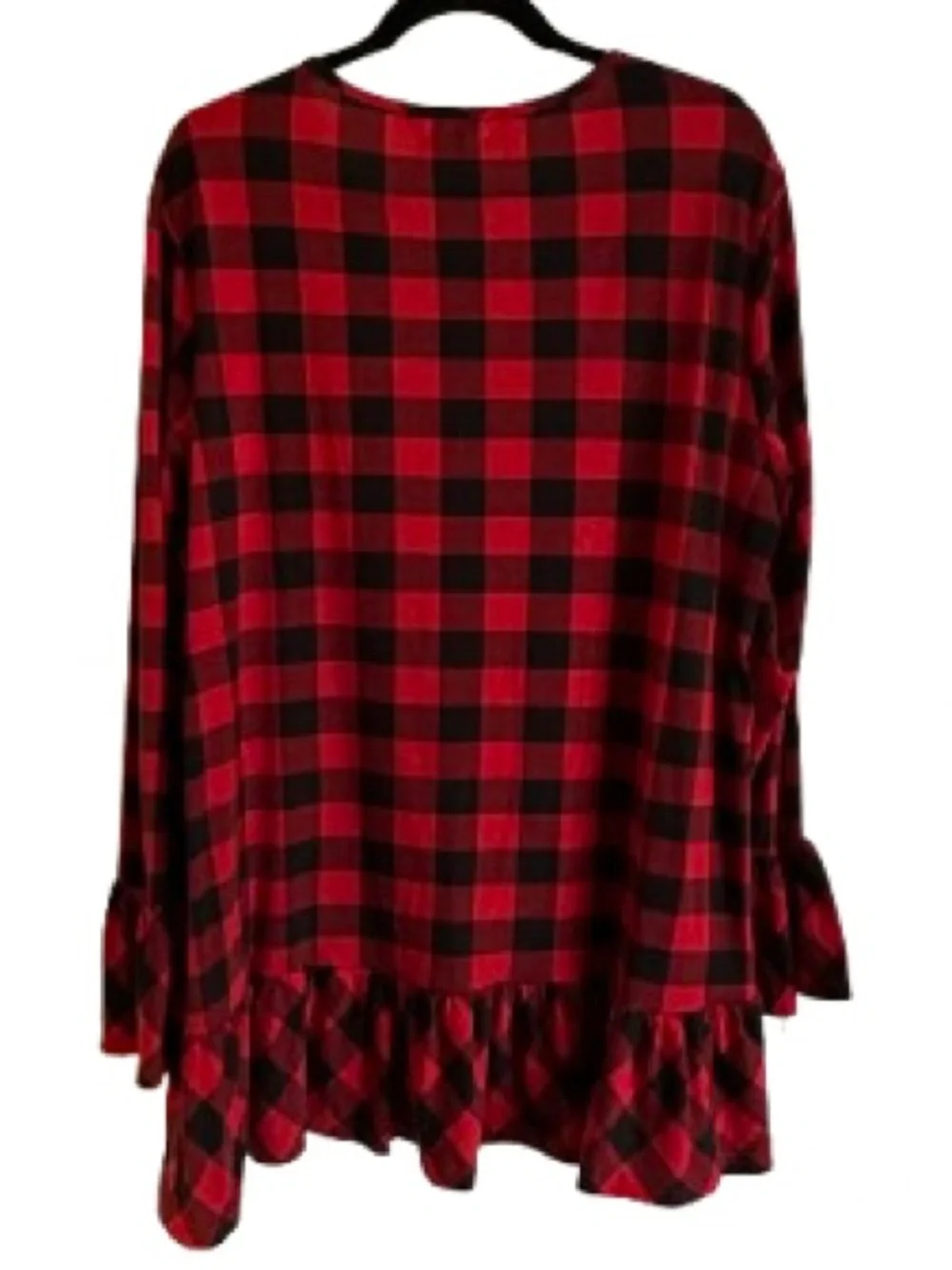 Red and Black Buffalo Plaid Ruffle Hem Tunic - Picture 6 of 6